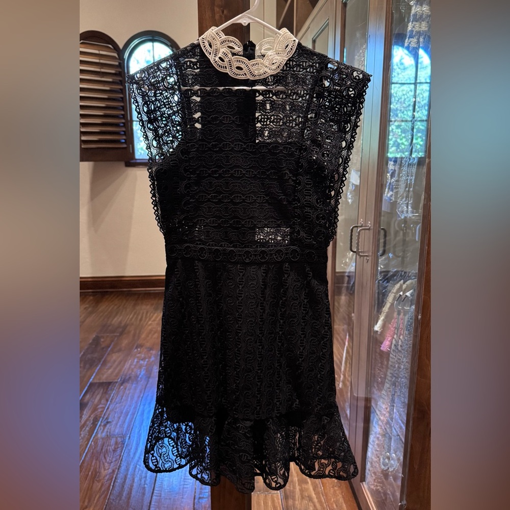 Sandro Black and White Lace Accent
